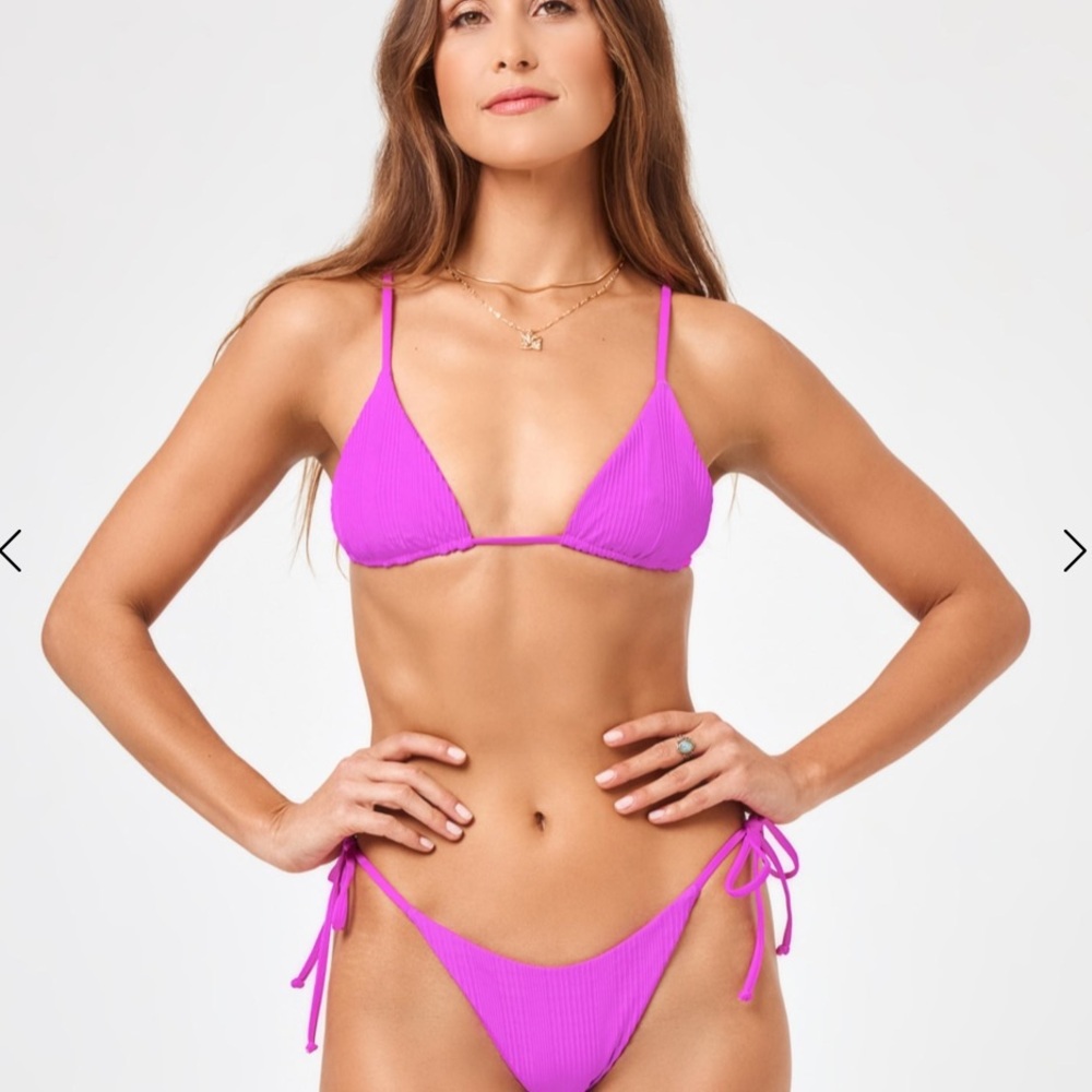 NWT L*Space Pointelle Rib Brittany Bikini Top size Large